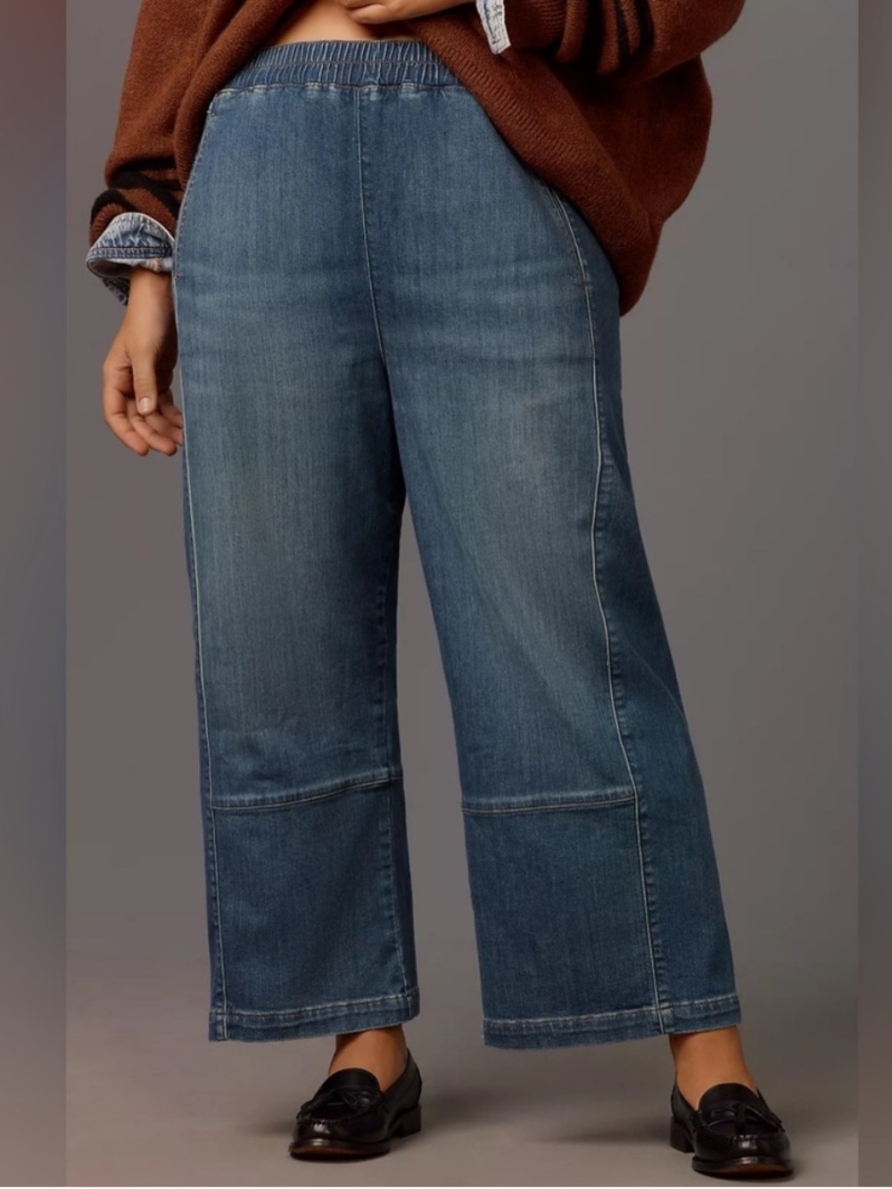 Anthropologie Pilcro The Izzie Relaxed Pull-On Barrel Jeans in blue size XL - Picture 2 of 10